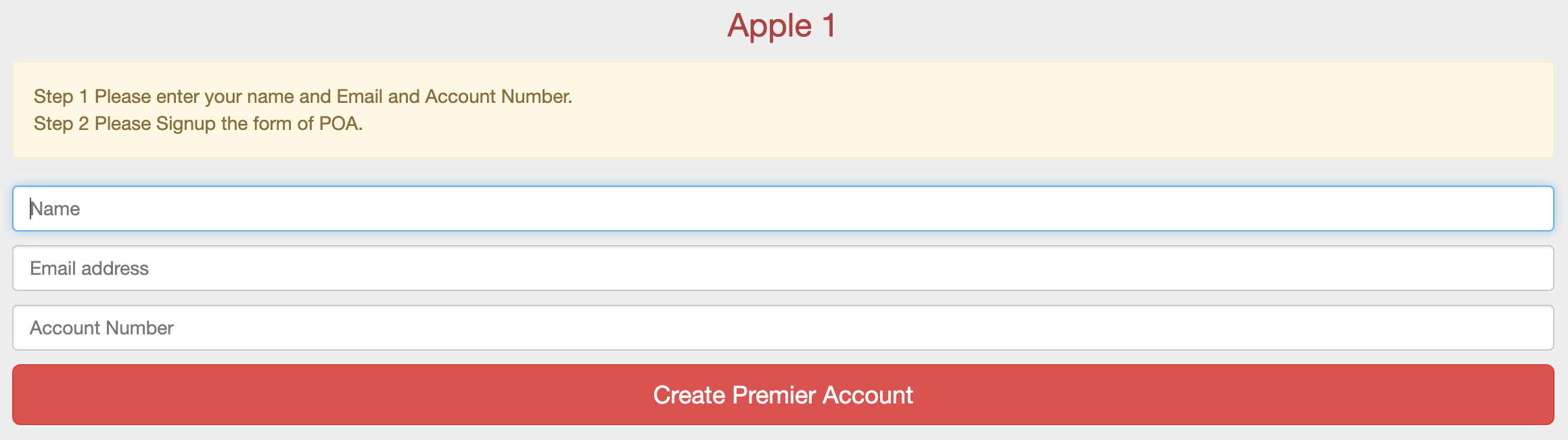 Enter necessary information