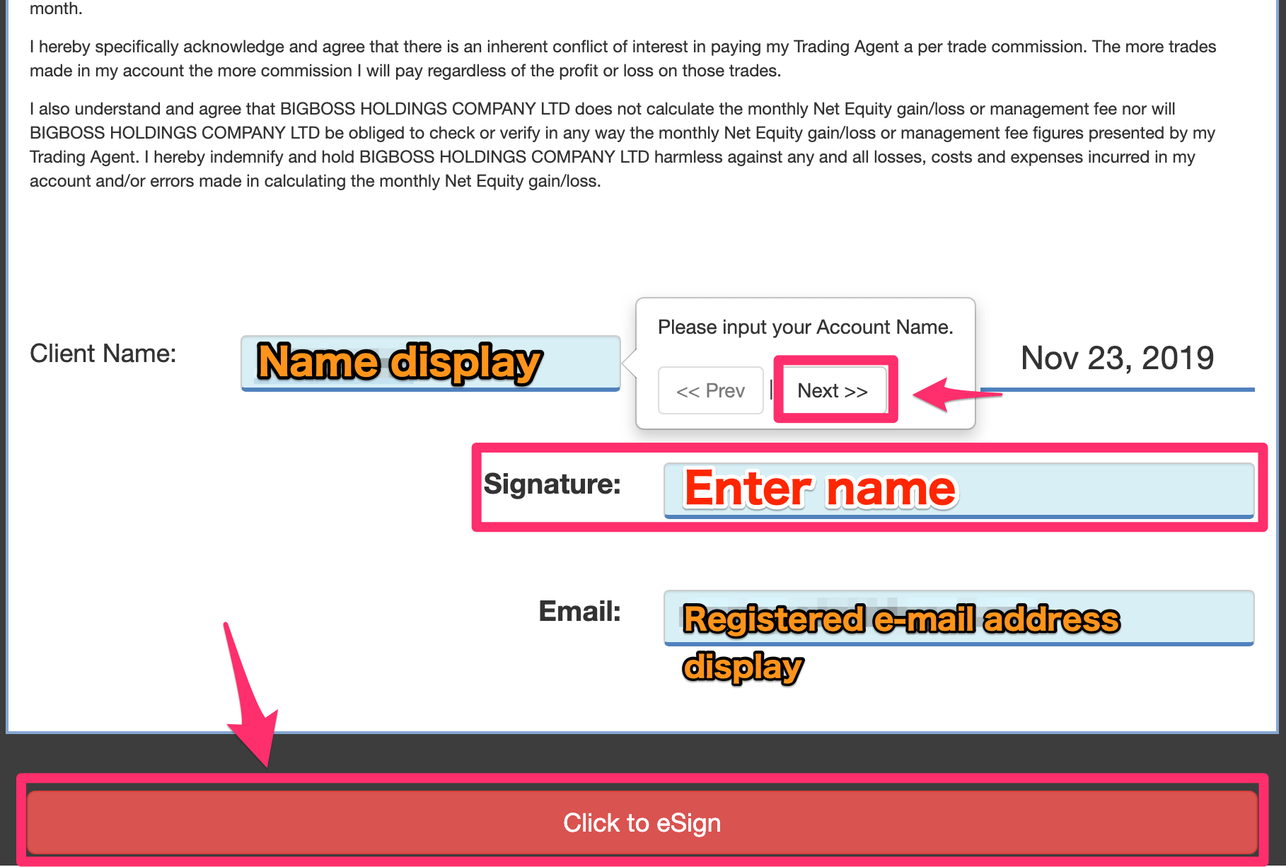 Signature/Confirmation (POA form)